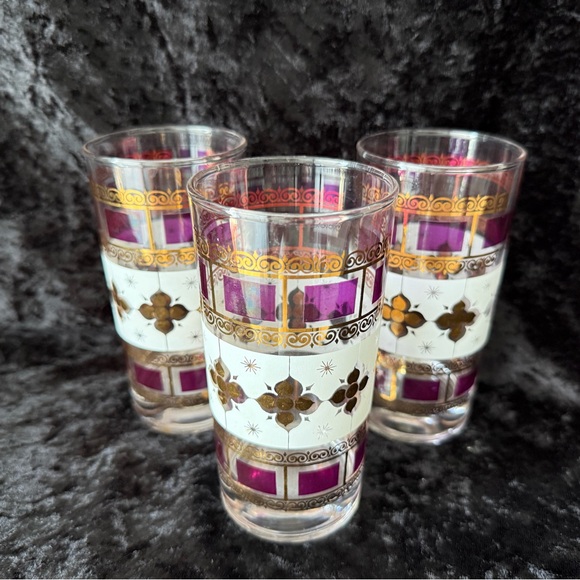 Purple and Gold Highball glasses.  1950’s anchor hocking.  Excellent condition. - Picture 7 of 7